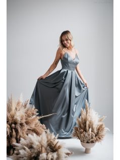 Zenina- Zelené saténové maxi šaty s výstrihom do V