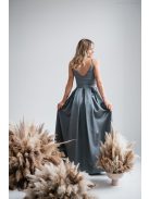 Zenina- Zelené saténové maxi šaty s výstrihom do V