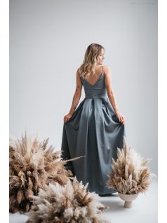 Zenina- Zelené saténové maxi šaty s výstrihom do V