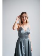 Zenina- Zelené saténové maxi šaty s výstrihom do V