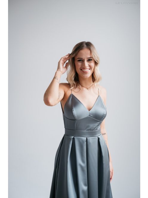 Zenina- Zelené saténové maxi šaty s výstrihom do V