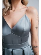 Zenina- Zelené saténové maxi šaty s výstrihom do V