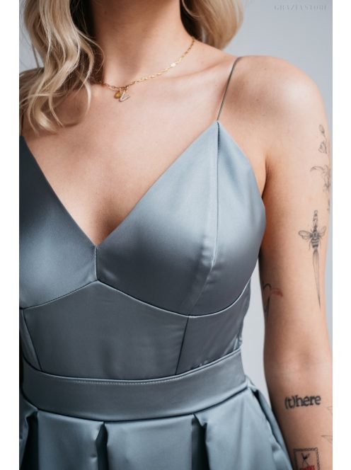 Zenina- Zelené saténové maxi šaty s výstrihom do V