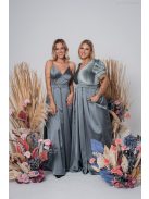 Zenina- Zelené saténové maxi šaty s výstrihom do V