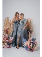 Zenina- Zelené saténové maxi šaty s výstrihom do V