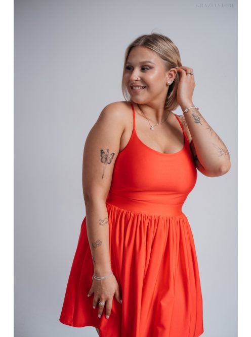 Madleine - Červené,  elastické mini šaty so šnurovaním na chrbte