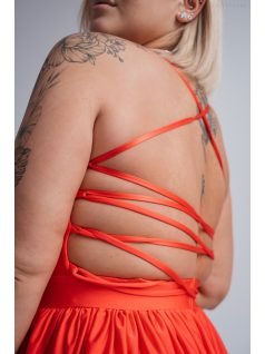   Madleine - Červené,  elastické mini šaty so šnurovaním na chrbte