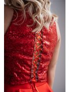 Melinda top - trblietavý, bezrukávový  crop top v červenej farbe.