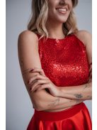 Melinda top - trblietavý, bezrukávový  crop top v červenej farbe.