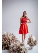 Kruhová mini sukňa - červený satén