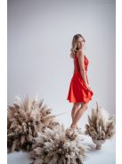 Kruhová mini sukňa - červený satén