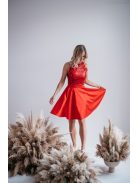 Kruhová mini sukňa - červený satén