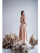 Anastázia – maxi šaty vo farbe šampanské s volánovými rukávmi