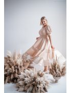 Kitti - midi šaty vo farbe šampanského s naberanými rukávmi