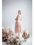 Kitti - midi šaty vo farbe šampanského s naberanými rukávmi