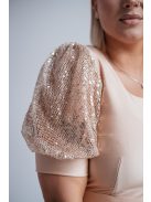 Kitti - midi šaty vo farbe šampanského s naberanými rukávmi