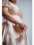 Kitti - midi šaty vo farbe šampanského s naberanými rukávmi