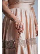 Kitti - midi šaty vo farbe šampanského s naberanými rukávmi