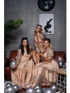 Kitti - midi šaty vo farbe šampanského s naberanými rukávmi