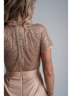 Roxana - flitrované mini šaty vo farbe šampanského