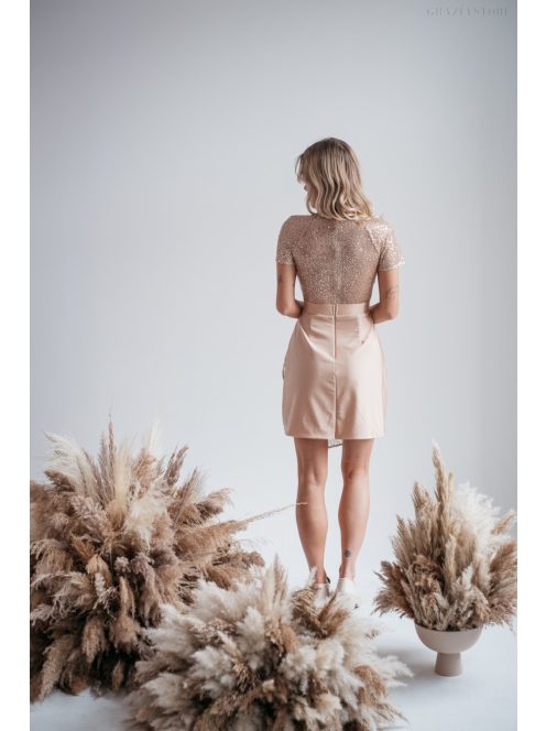 Roxana - flitrované mini šaty vo farbe šampanského