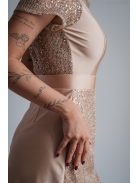 Roxana - flitrované mini šaty vo farbe šampanského