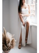 Dália - biele saténové maxi s jedinečným chrbtom