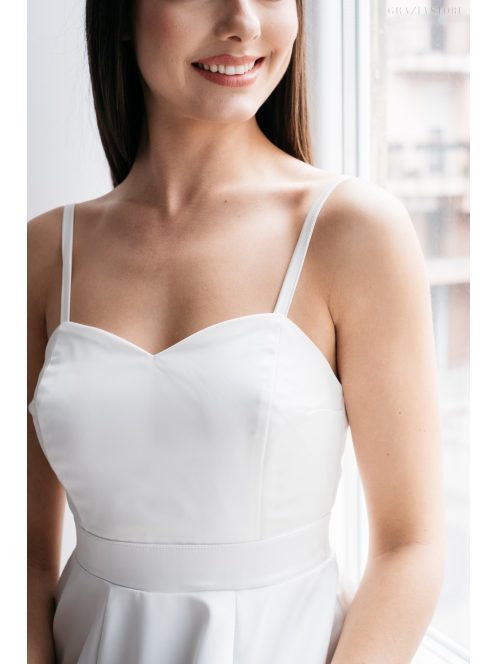 Dália - biele saténové maxi s jedinečným chrbtom