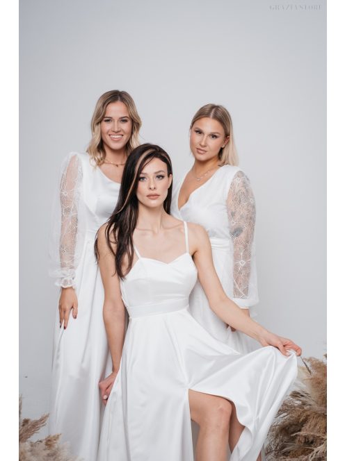 Dália - biele saténové maxi s jedinečným chrbtom