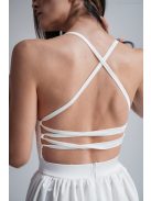 Madleine - biele saténové maxi šaty s ramienkami na chrbte