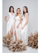 Madleine - biele saténové maxi šaty s ramienkami na chrbte