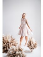 Alexa - Biele mini šaty s čipkou a saténovým prekrytím