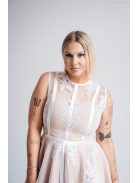 Alexa - Biele mini šaty s čipkou a saténovým prekrytím