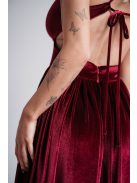 Emma - bordové zamatové šaty s V-výstrihom a s jedinečnou chrbtovou časťou