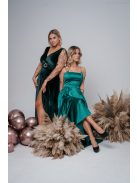 Heater – Tmavozelené velúrové šaty bez rukávov, s ozdobou v tvare opasku vpredu na páse.