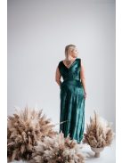 Heater – Tmavozelené velúrové šaty bez rukávov, s ozdobou v tvare opasku vpredu na páse.