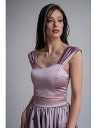 Rebeka - staroružový saténový crop top