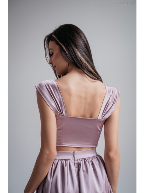 Rebeka - staroružový saténový crop top