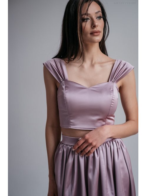 Rebeka - staroružový saténový crop top