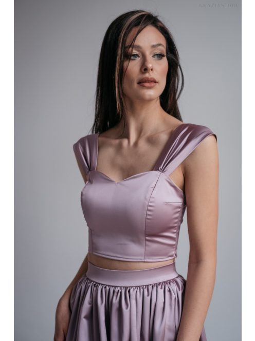 Rebeka - staroružový saténový crop top