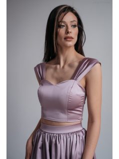 Rebeka - staroružový saténový crop top