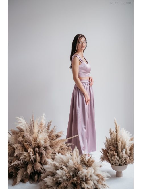 Rebeka - staroružový saténový crop top