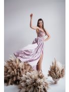 Madleine - staroružové saténové a velúrové maxi šaty s ramienkami na chrbte