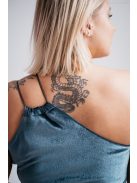 Helén - sivomodré velúrové maxi šaty s asymetrickým topom