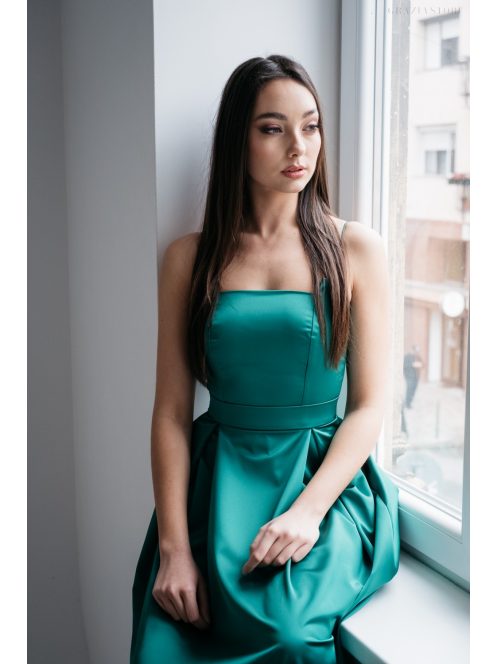 Imola - Zelené maxi šaty na špagetových  ramienkach