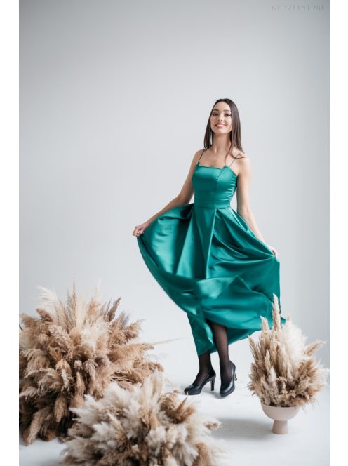 Imola - Zelené maxi šaty na špagetových  ramienkach