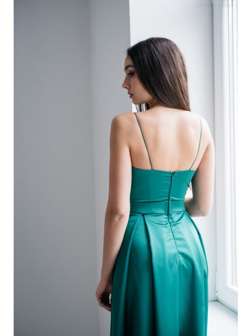 Imola - Zelené maxi šaty na špagetových  ramienkach