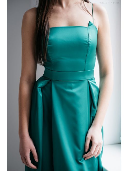 Imola - Zelené maxi šaty na špagetových  ramienkach