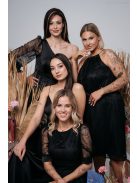 Nicole -Asymetrické čierne saténové maxi šaty