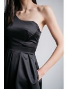 Nicole -Asymetrické čierne saténové maxi šaty